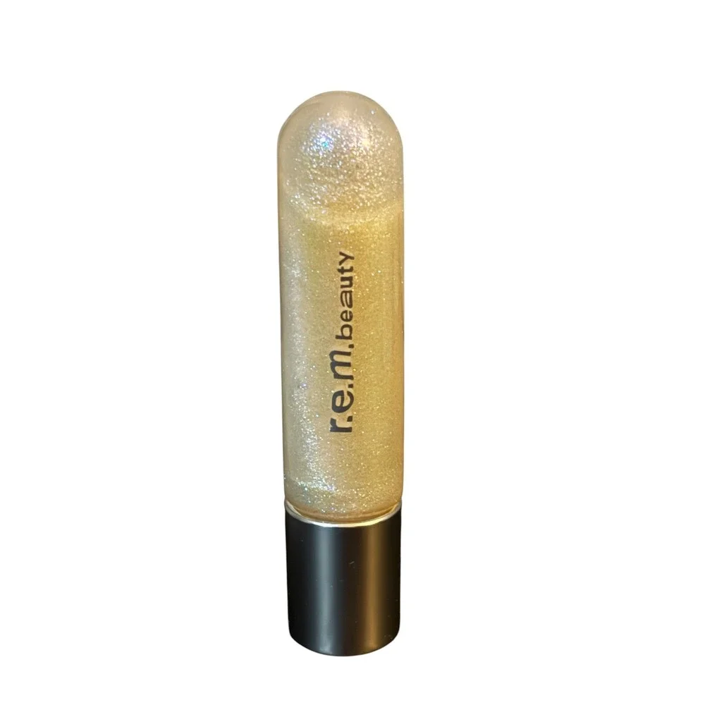 r.e.m beauty On Your Collar Plumping Lip Gloss Jelly Sandals Gold Shimmer 0.28oz